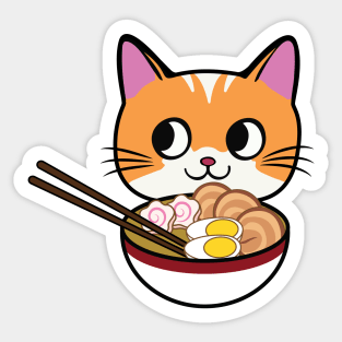 Orange Ramen Cat Sticker